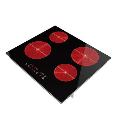 Black 4 Burner Stoves Ceramic Hob Cooktop  Electric With Hot Plate