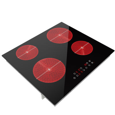 Black 4 Burner Stoves Ceramic Hob Cooktop  Electric With Hot Plate