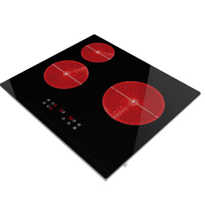 Flat Touch Control Electric Hob ,  Ceramic 3 Zone Hob Countertop