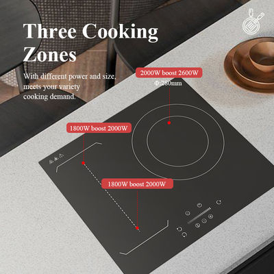 Sleek Built In Electric Stove , 3 Zone Induction Cooktop For Hot Pot