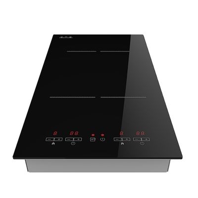 Portable Double Induction Hob Ceramic Glass Surface Slim Child Lock