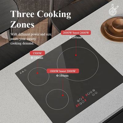 Elegant Energy Efficient Induction Cooktop , 3 Zone Touch Control Induction Cooker