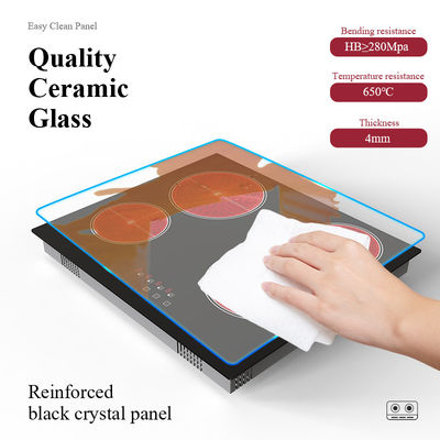 6000W Touch Control Induction Hob 4 Burner Creamic Cooktop Pan Sensor Creamic Cooker With Safety Child Lock