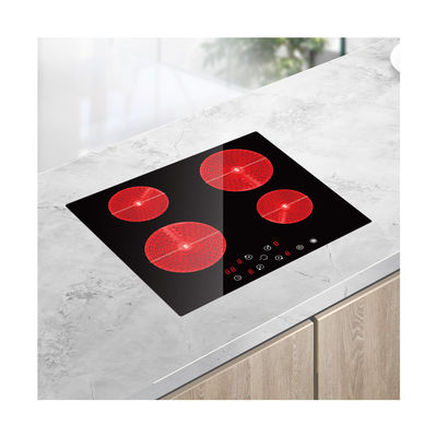 Stylish Black 4 Ring Ceramic Cooker Hob 6000W Modern Electric