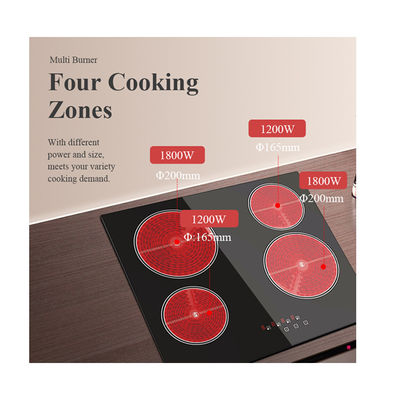 Ceramic 4 Burner Infrared Induction Cooker 6000W Glass Surface Vertical
