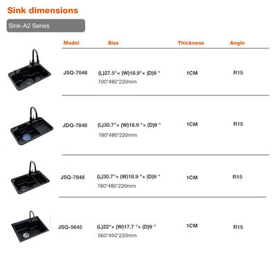 CE certified Quartz Composite Sink 200mm Hight  Rectangular   Stone Kitchen Sink