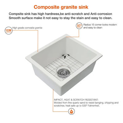 Top Mount Sink On Quartz Composite Sink ISO Certified Single Bowl