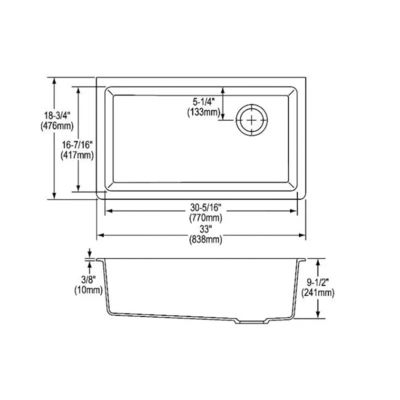 Top Mount Sink On Quartz Composite Sink ISO Certified Single Bowl