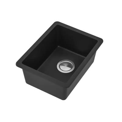 Stone Black Composite Single Bowl Sink , Triangle Overmount Sink On Quartz