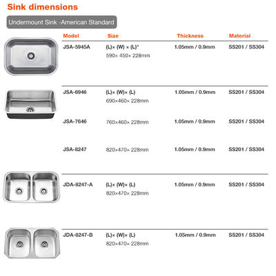 Ceramic Handmade Ss Stainless Steel 304 Sink Brushed Treatment