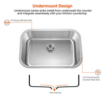 Ceramic Handmade Ss Stainless Steel 304 Sink Brushed Treatment
