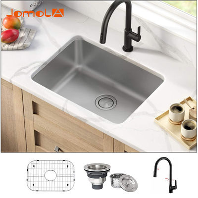 Undermount 304 Stainless Steel Kitchen Sink Single Bowl Pedestal Square