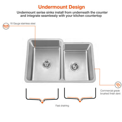 Rectangular Stainless Steel 304 Kitchen Sink ,  Stainless Steel Drop In Bar Sink