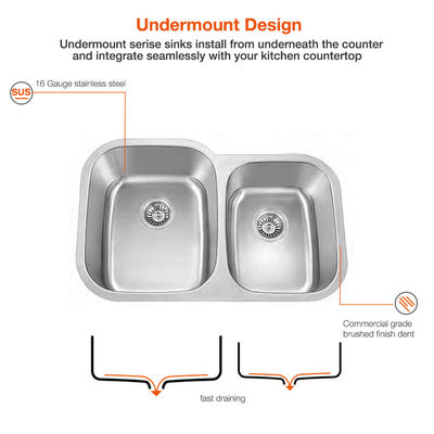 Metal Sus 304 Kitchen Sink , Handmade Stainless Steel Kitchen Sink With Strainer