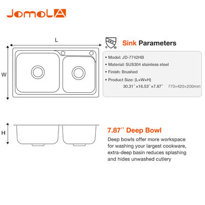 Undermount 304 Stainless Steel Kitchen Sink Single Sink With Drainer