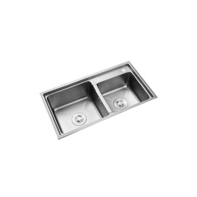 Under Mount Ss 304 Kitchen Sink , Handmade Double Bowl Sink With Faucet