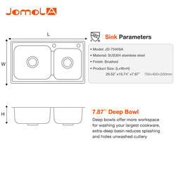 Under Mount Ss 304 Kitchen Sink , Handmade Double Bowl Sink With Faucet