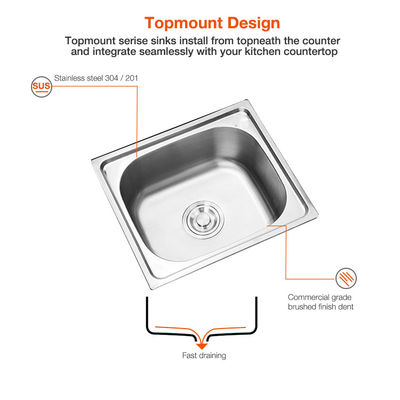 Washing  304 Stainless Steel Kitchen Sink Basin Rectangular Single Bowl