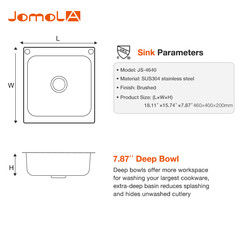 Washing  304 Stainless Steel Kitchen Sink Basin Rectangular Single Bowl