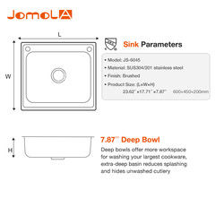 Promotional Single 304 Stainless Steel Kitchen Sink Above Counter