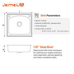 Single Bowl Small 304 Stainless Steel Kitchen Sink Rectangular