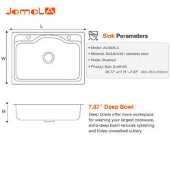 Traditional 304 Stainless Steel Kitchen Sink Top Mount  Deep Bar Use