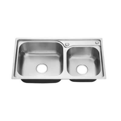 Above counter Series 304 Handmade Sink , Double Bowl Drop In Kitchen Sink 30 Inch
