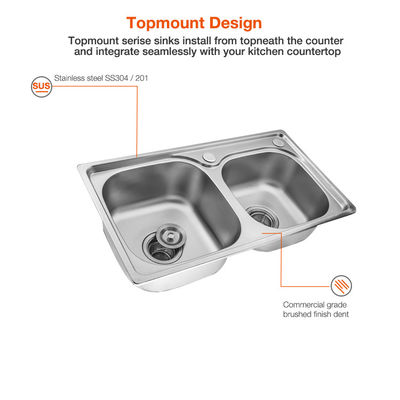 Drop In Top Mount Composite Kitchen Sinks ,  Washing Quartz Resin Sink