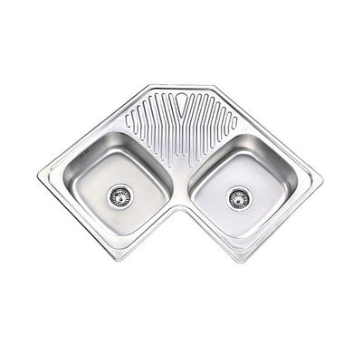 Portable Three Bowl Stainless Steel Sink 30 Inch Above Counter For Kitchen