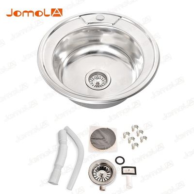 Stainless Steel Single Bowl Composite Kitchen Sinks , Brushed Round Composite Sink