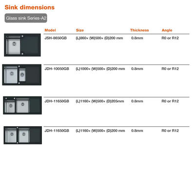 Single Bowl 304 Black Stainless Steel Farmhouse Sink Glass Without Faucet