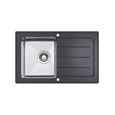 Single Bowl 304 Black Stainless Steel Farmhouse Sink Glass Without Faucet