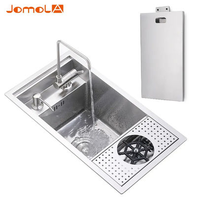 Glass Surface Stainless Wash Basin ,  Hidden 30 Inch Workstation Sink
