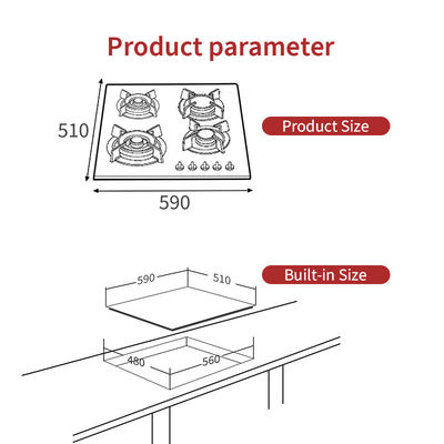 Standard Built In 5 Burner Gas Stove Oem Odm Metal Knob