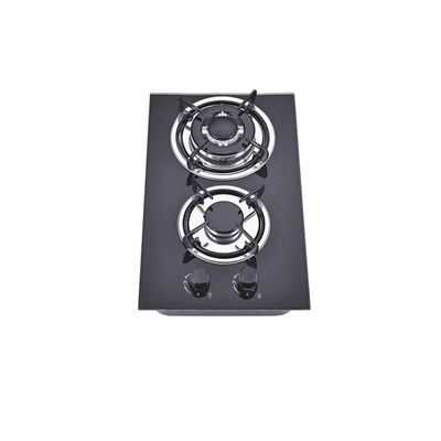 High Power Built In Gas Hob 25cm With 2 Burner Child Lock Panel Glass