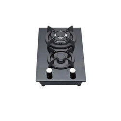 High Power Built In Gas Hob 25cm With 2 Burner Child Lock Panel Glass