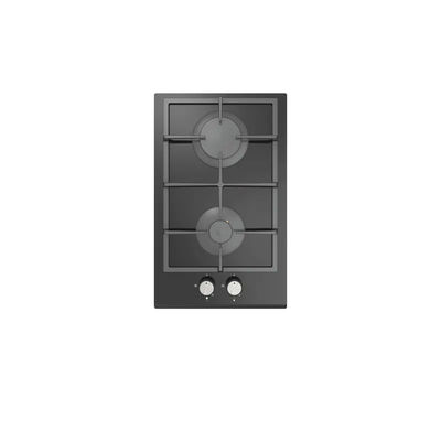 Sleek Glass Panel 2 Burner Built In Gas Hob With Safety Lock High Thermal Efficiency