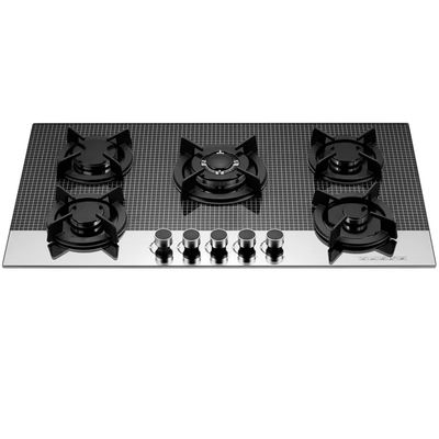 110v 5 Burner Built In Gas Hob With Durable Cast Iron Grates And Sleek Glass Top