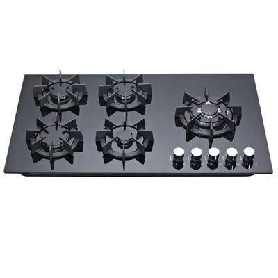 110v 5 Burner Built In Gas Hob With Durable Cast Iron Grates And Sleek Glass Top