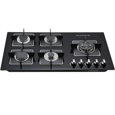 Easy Clean 5 Burner Gas Hob Top Tempered Glass Gas Cooktop