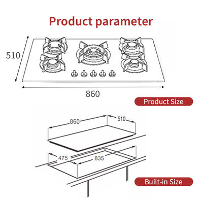 Built In 5 Burners Gas Hob Stove Gas Cooktop Flameout Protection
