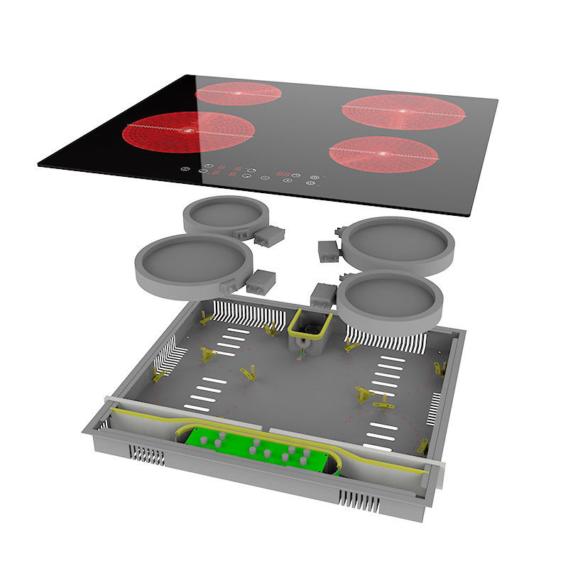 Black 4 Burner Stoves Ceramic Hob Cooktop  Electric With Hot Plate