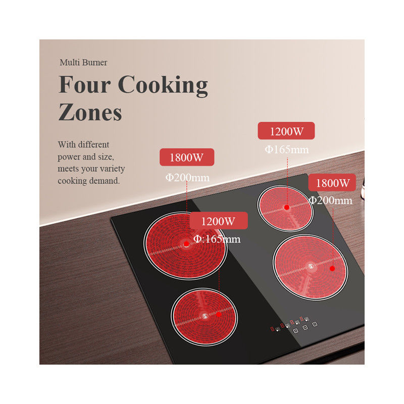 Digital Display Electric Touch Control Ceramic Hob Stove Top 230V 4 Burner