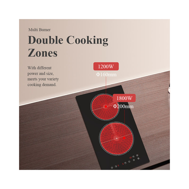 Dual Zones Heated Infrared Induction Cooker Vitro Ceramic  Super Slim