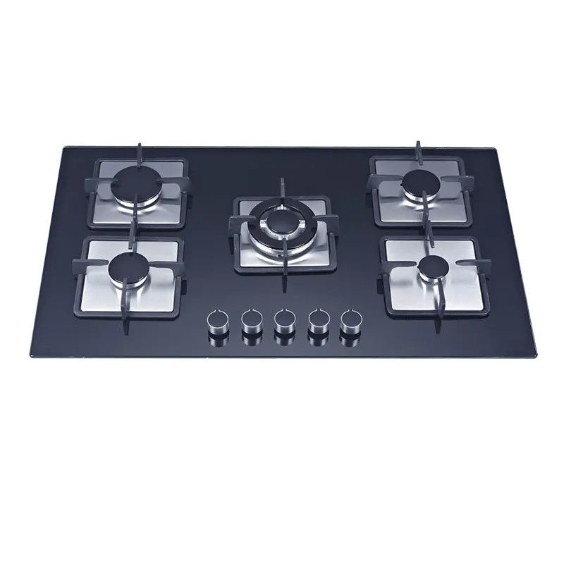 Easy Clean 5 Burner Gas Hob Top Tempered Glass Gas Cooktop
